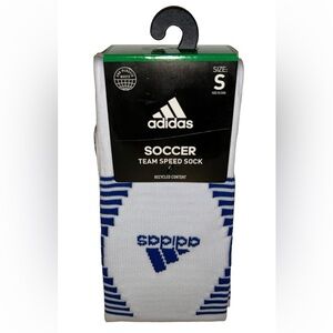 Adidas Team Speed OTC Soccer Socks 1 Pair Youth 13C-4Y White & Blue w Logo NEW!